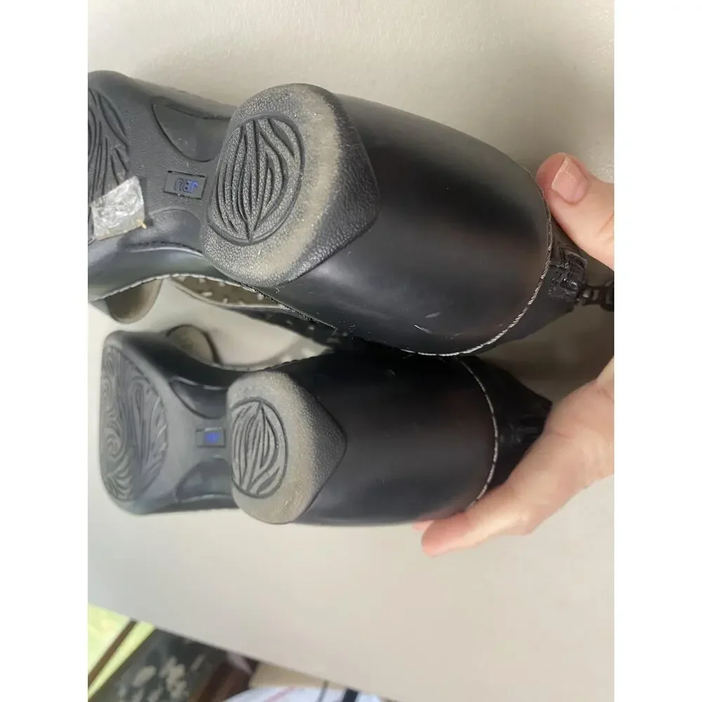 JBU Wedge Sandals Womens 11 Black Vegan Isla Zip Memory Foam Cutout Strappy